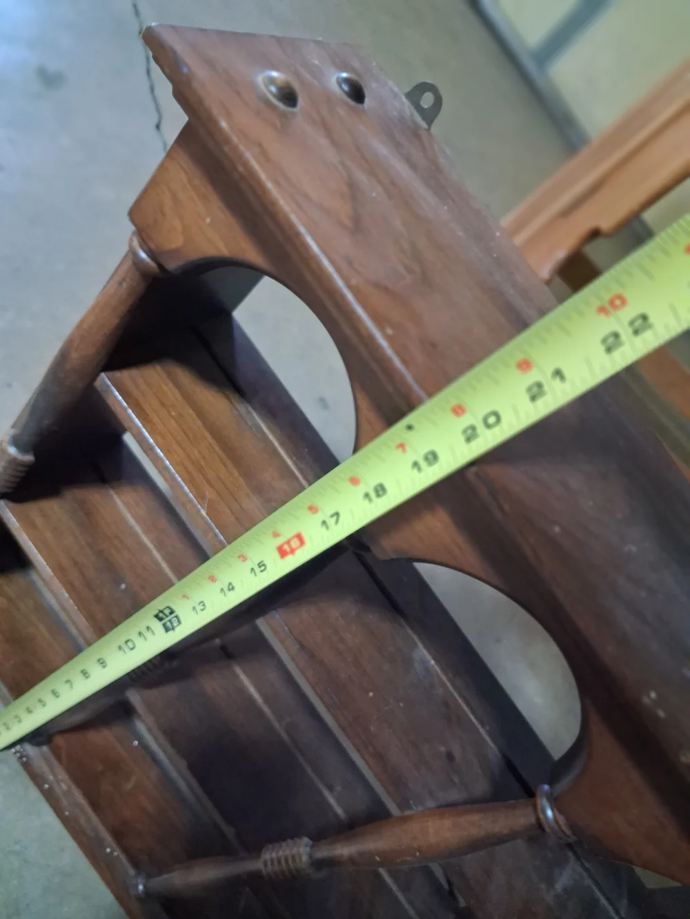 Vintage 70s Solid Wood Wall Mount Coffee Mug Display Rack Storage